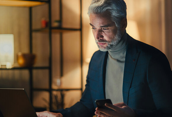 professional man working on his computer